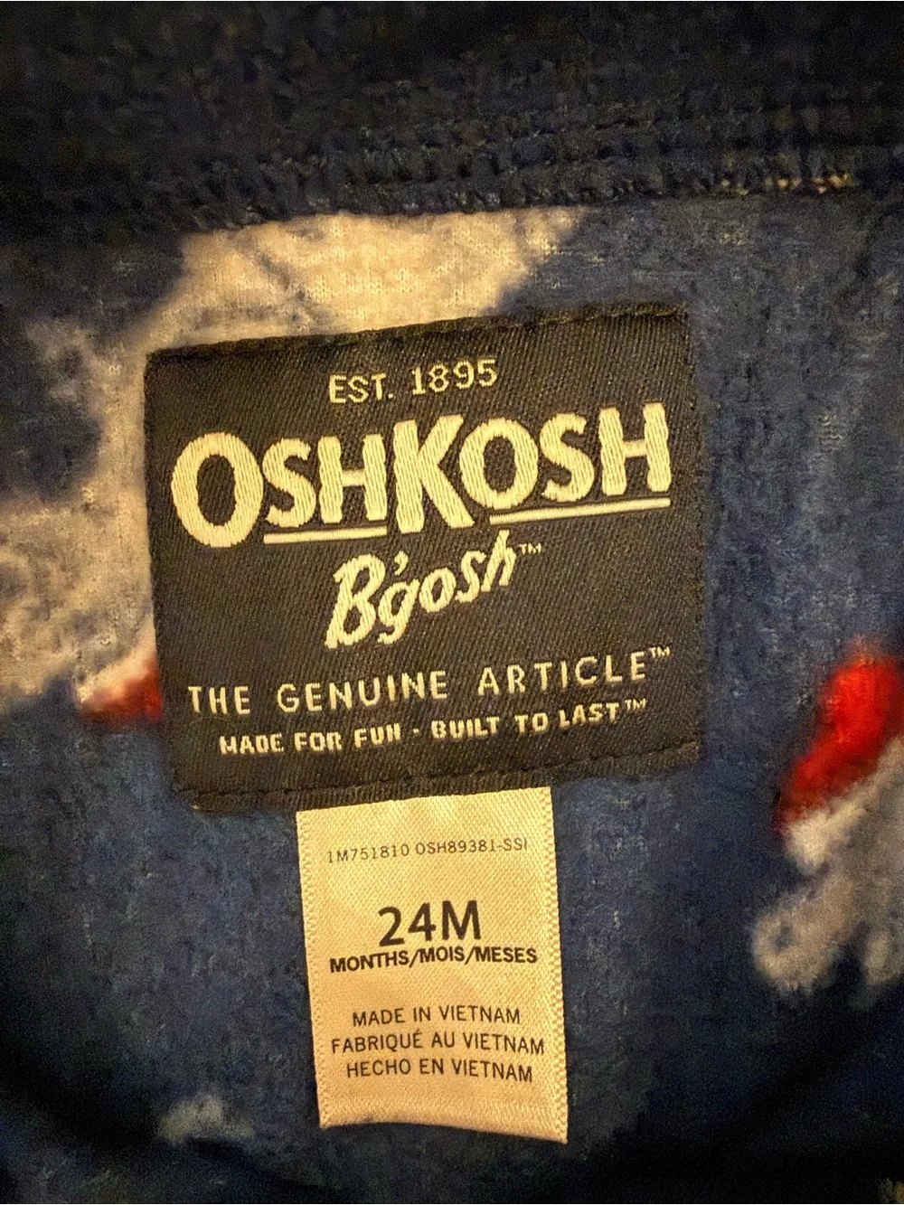 OshKosh B'gosh Navy Dinosaur Half-Zip Fleece Pullover